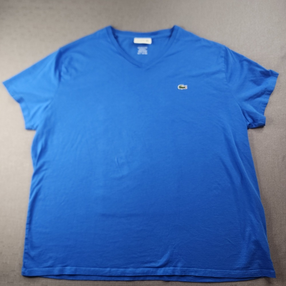 Lacoste Womens XXL Royal Blue V-Neck Pima Cotton T-Shirt Regular Fit Logo Tee